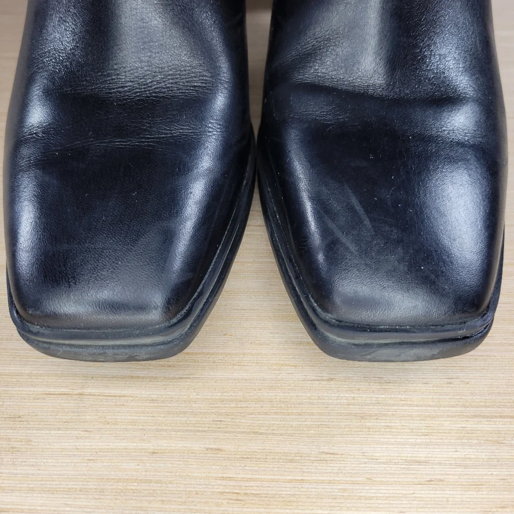 Naturalizer Aimee Black Leather Waterproof Ankle Booties 7M Rainboot